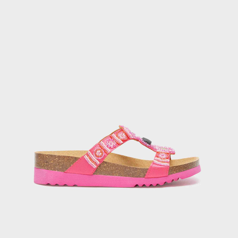 New Bogotà Wedge - Satin + perlen - Fuchsie - Women