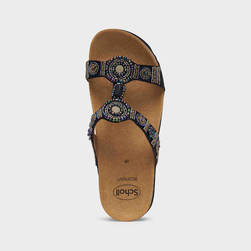 New Bogotà Wedge - Raso + cuentas - Black/ multi - Women
