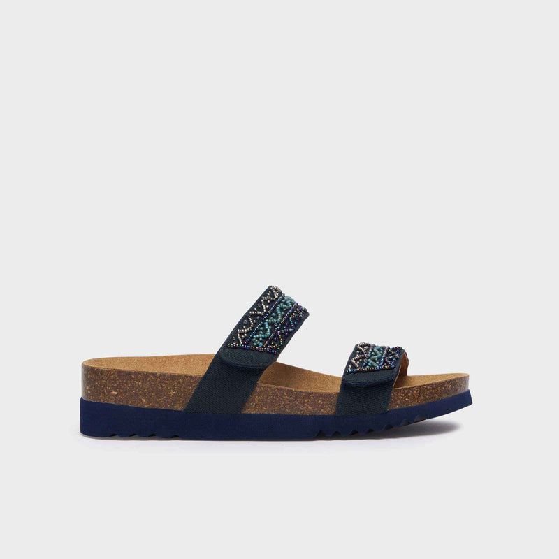 Zafirah - Canvas + beads - Navy blue/multi - Women