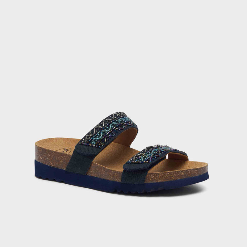 Zafirah - Canvas + beads - Navy blue/multi - Women