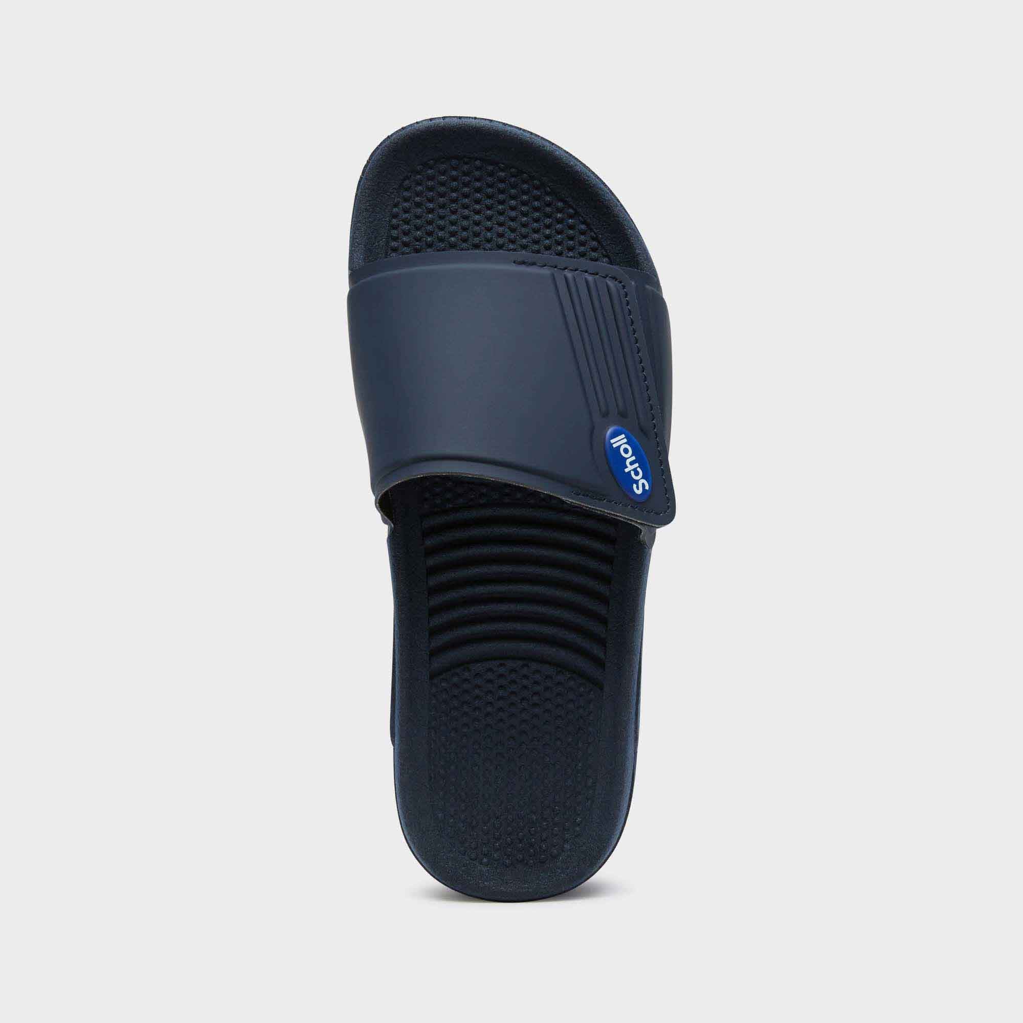 Scholl Inverness Uomo Ciabatte In Nabuk Blu Navy - Suola PU E Sottopiede In Pelle (Taglia 43)