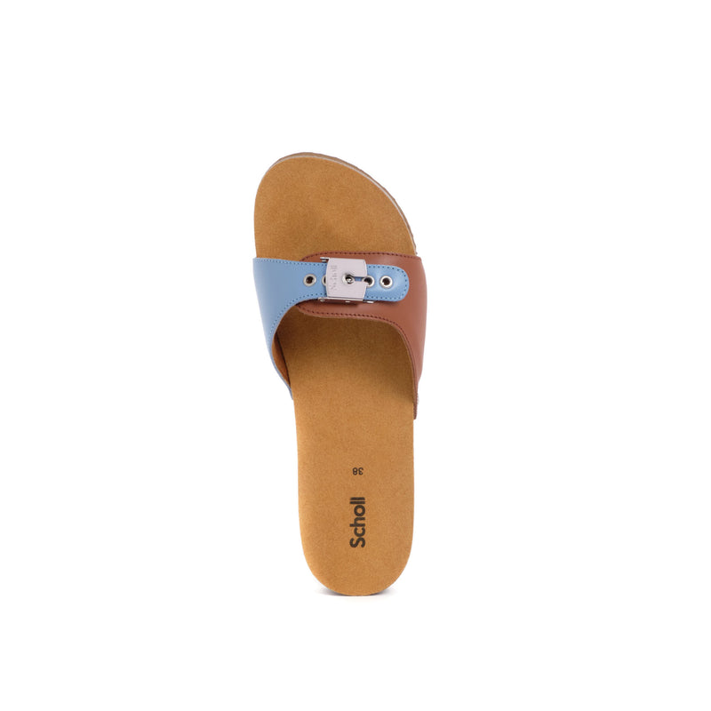 PESCURA FLAT CORK 2 - Cuero - Cognac/glacial blue - 