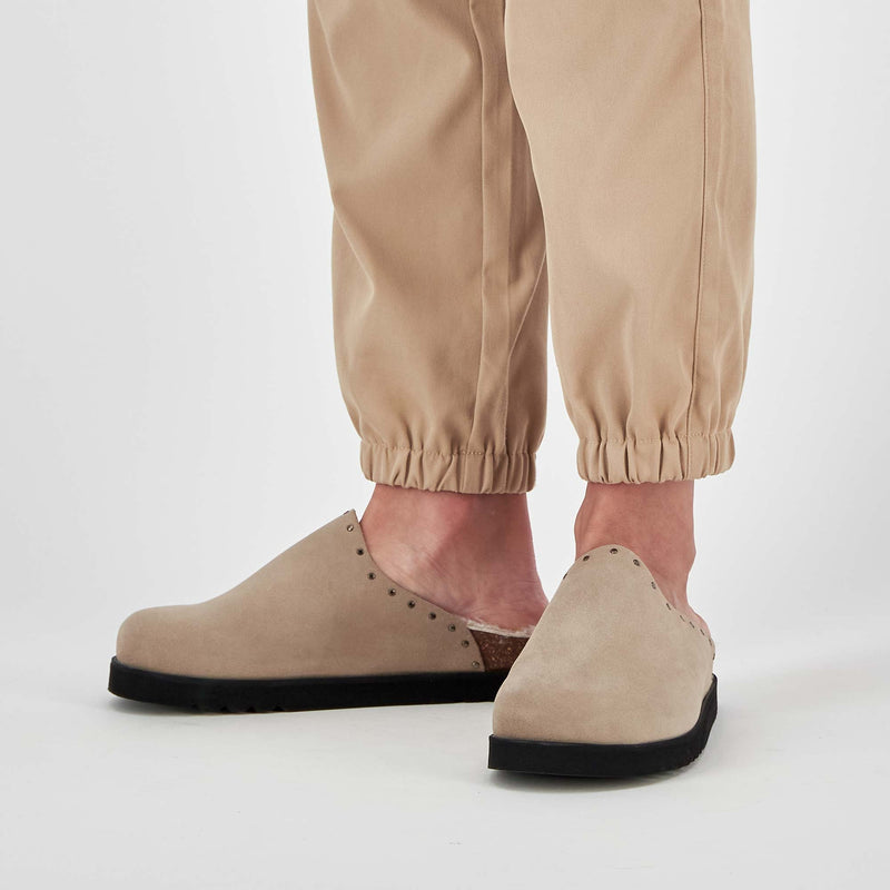 FAE STUDS - Pelle scamosciata - Dark beige - 