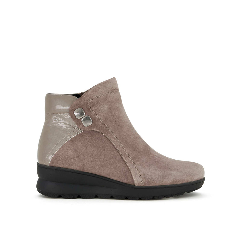 EDDA STUDS - Suede+patent leather - Taupe - 