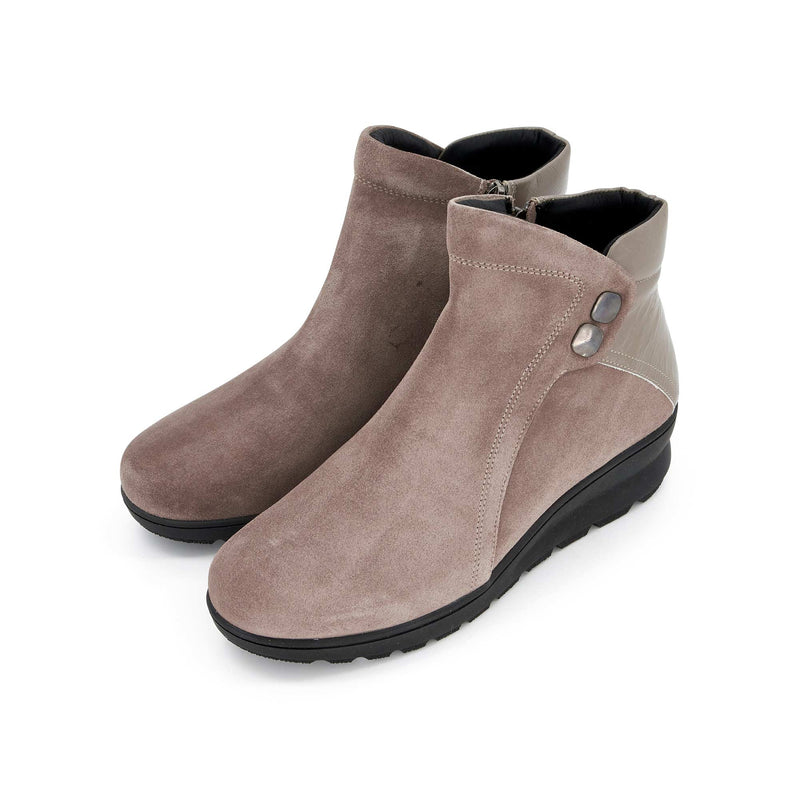 EDDA STUDS - Suede+patent leather - Taupe - 