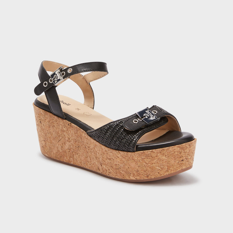 Hope - Raffia + leather - Negro - Women