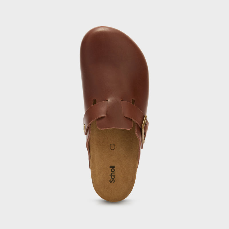 Scholl Eyden Dk. Brown - Sabot Uomo In Pelle, Comode Pantofole O Scarpe Quotidiane, Suola Sintetica