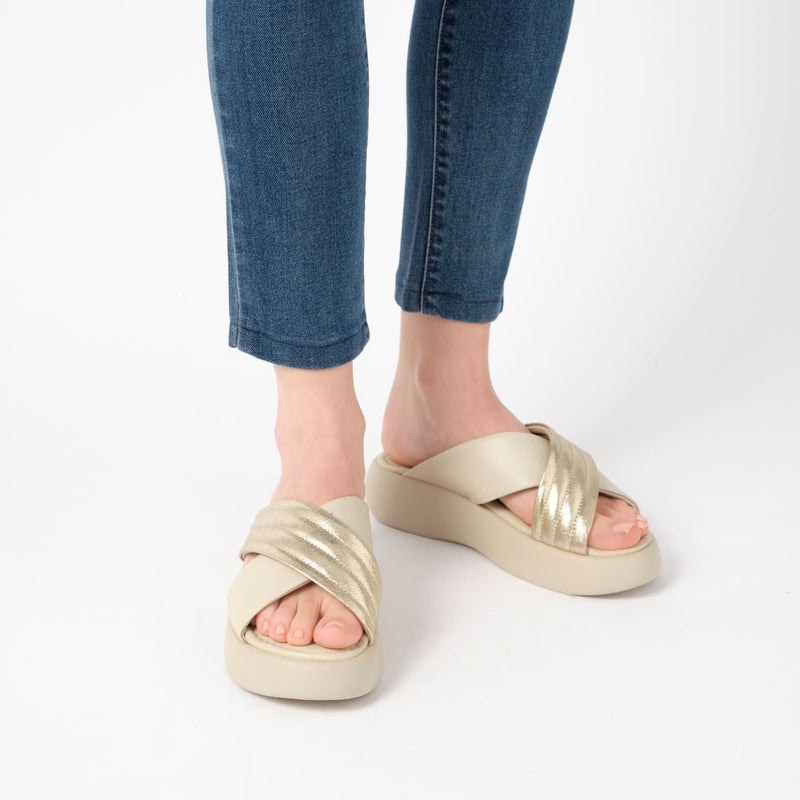 BOCA CROSS - Laminated leather+leather bis - Platinum - 